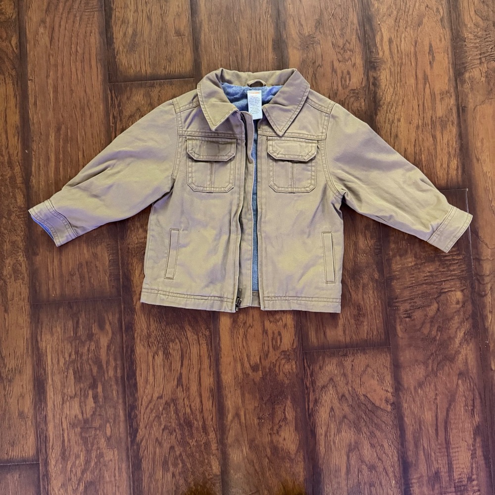 Gymboree Toddler Tan‎ Zip Utility Jacket 2T-3T Cotton Military Style Kids Coat